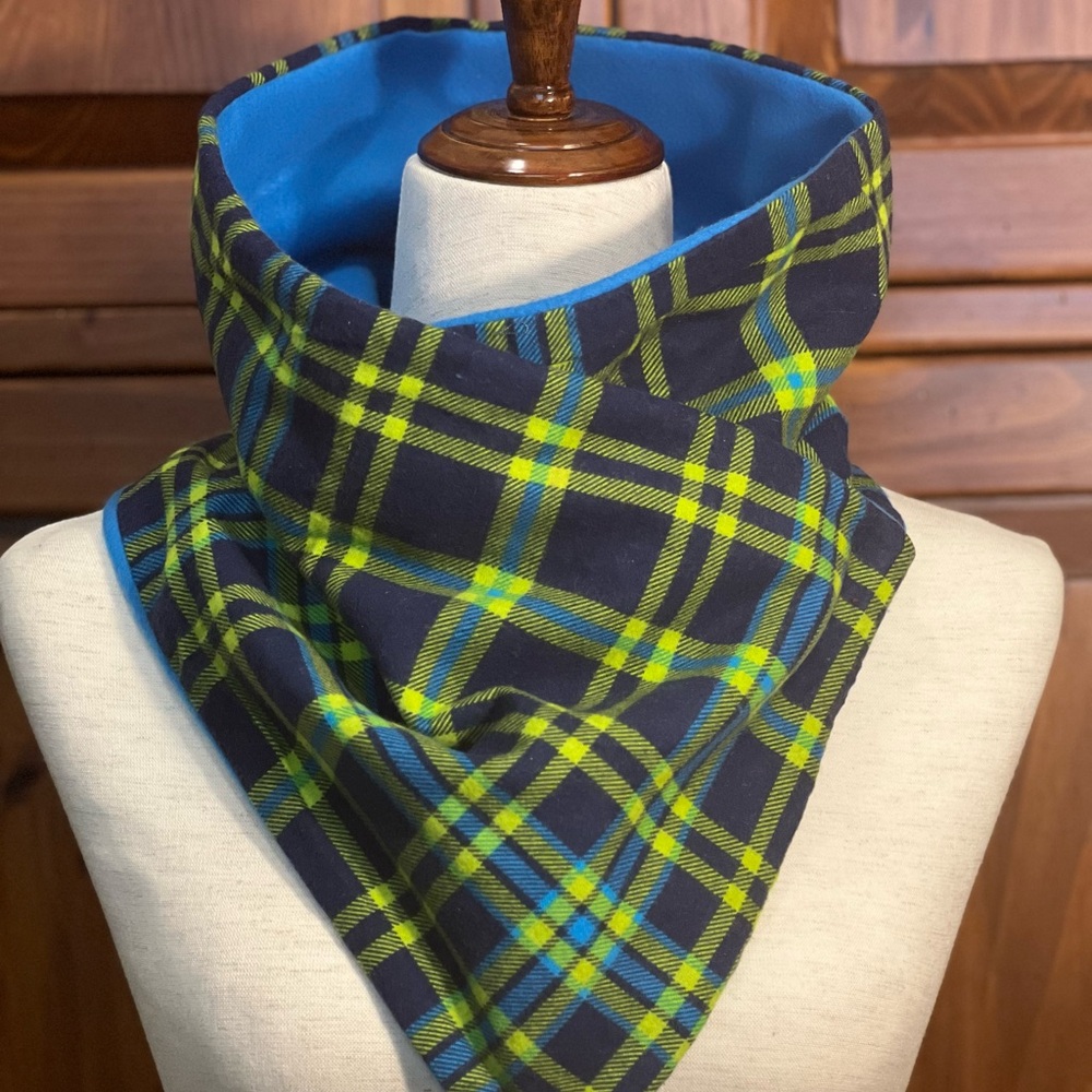 Plaid Blue and Green Men's Scarf